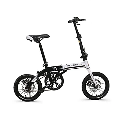 Plegables : ZXQZ Bicicleta Plegable de 14 Pulgadas, Bicicleta de Freno de Disco de Una Sola Velocidad para Mujer con Cesta, Portavasos, para Niños, Estudiantes, Adultos (Color : White)