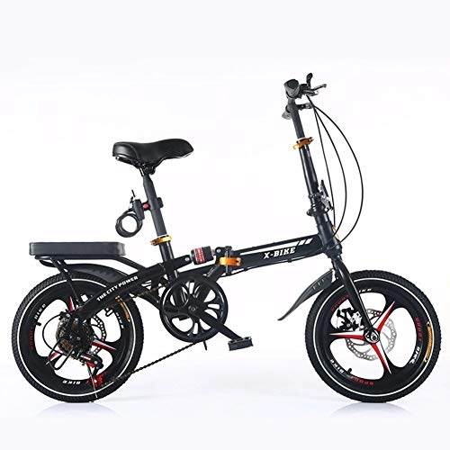 Plegables : ZXYY Bicicleta Plegable de 6 velocidades Marco de Aluminio liviano Bicicleta Plegable Shimano Amortiguador de 16 Pulgadas Pequeo porttil Bicicleta de Estudiante para nios Adultos Hombres y muj