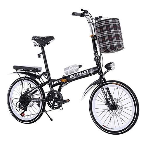 Plegables : ZXYY Coche Plegable Cambio de Velocidad Coche 20 Pulgadas Bicicleta Plegable Freno de Disco Bicicleta Hombres y Mujeres Bicicleta porttil Ultraligera (Color: Negro Tamao: 150 * 35 * 100CM)
