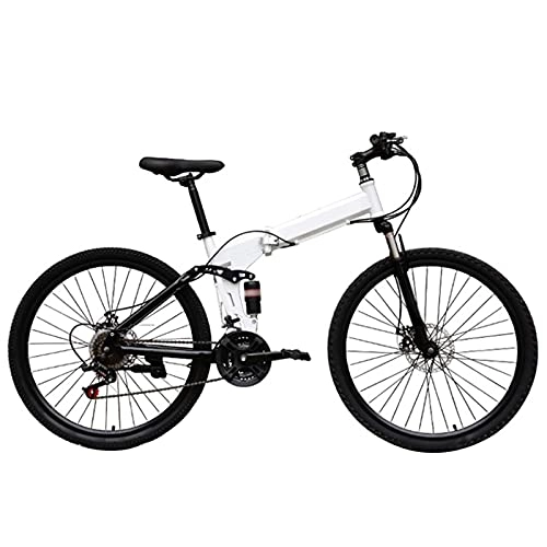 Plegables : ZYGJ Bicicleta de montaña de 24 Pulgadas con Marco de Acero de Carbono Plegable, cómodo cojín de Asiento, para al Aire Libre o montaña White- 27 Speed