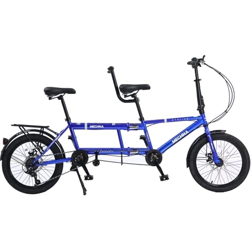 Tándem : Bicicleta en tándem - Bicicleta Plegable en tándem de Ciudad, Bicicleta de Crucero de Playa para Adultos en tándem Plegable Ajustable 7 velocidades, CE / FCC / CCC