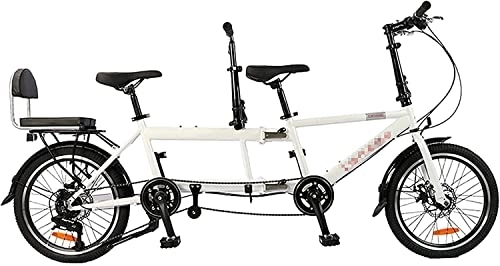 Tándem : FDSAD City Bicicleta tándem Plegable para Padres e Hijos, Bicicleta de Velocidad Variable, Entretenimiento para Parejas, Caminante Universal, Bicicletas de Viaje con Freno de Disco Plegable, Blanco