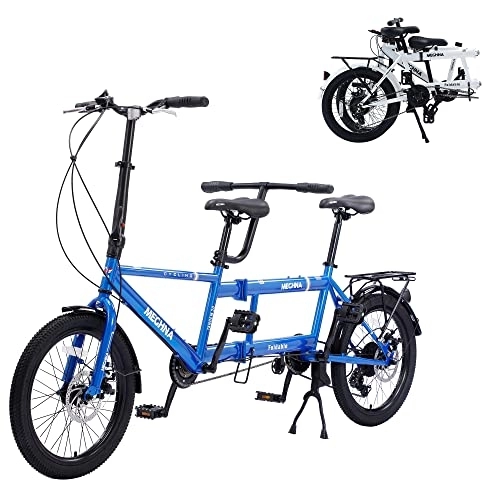 Tándem : GOJLEX Bicicleta Tandem Plegable, Bicicleta Tandem Plegable de 20", Bicicleta Cruiser Ajustable de 7 velocidades Bicicleta Plegable con 3 Asientos y Freno de Disco, CE FCC CCC