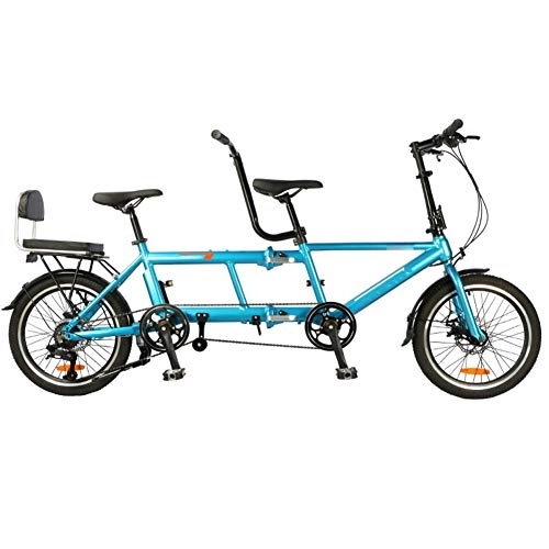 Tándem : GzxLaY Bicicleta tándem de una Sola Velocidad Plegable portátil Ultraligera de 20 Pulgadas, Bicicletas de Viaje con Freno de Disco Plegable, A