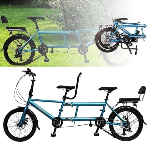 Tándem : MAYFABD Bicicletas Tándem Plegables Bicicleta De Crucero De Playa para Adultos Bicicleta Tándem con Ruedas De 20 Pulgadas Bicicletas Tándem Ajustables De 7 Velocidades Bicicleta, Negro