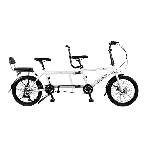 Tándem : SASOKI Bicicleta tándem, bicicleta plegable para tres personas, material de acero de alto carbono, resistente al óxido y duradera, ideal para viajes familiares y paseos en pareja