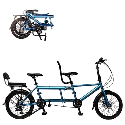 Tándem : SIERINO Bicicleta Tándem Plegable - Bicicleta de Crucero de Playa para Adultos de 7 Velocidades, Bicicleta de Doble Piloto, Entretenimiento para Parejas, Bicicletas de Viaje con Freno de Disco