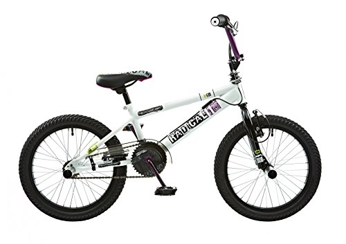 BMX Bike : 18Inch BMX Rooster Radical with Rotor and Pegs, Children's, White / purple