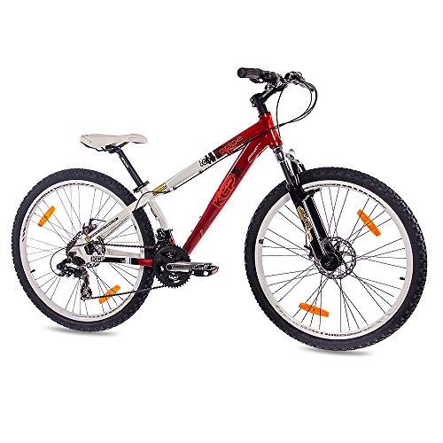 BMX Bike : 26" DIRT BIKE MOUNTAIN BIKE EDGE ALLOY 21 speed Shimano white red - (26 inch)