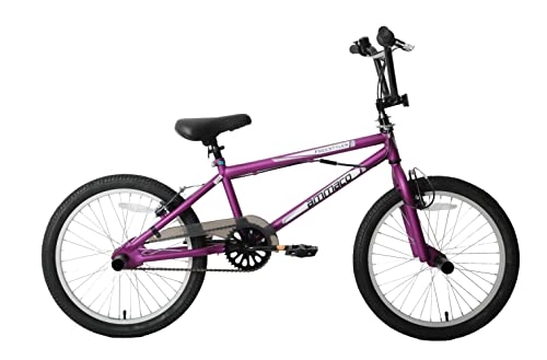BMX Bike : Ammaco Freestyler 20" Wheel Kids BMX Bike 360 Gyro & Stunt Pegs Purple Black Age 7+