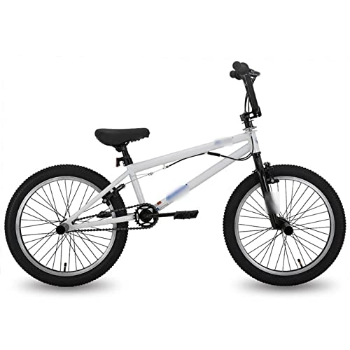 BMX Bike : Bicycles for Adults Bike Freestyle Steel Bicycle Bike Double Caliper Brake Show Bike Stunt Acrobatic Bike (Color : White)