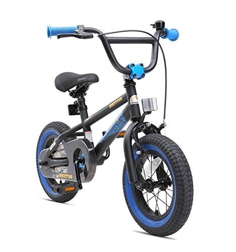 BMX Bike : BIKESTAR Premium Safety Sport Kids Bike Bicycle for Kids age 3-4 year old children | 12 Inch BMX Edition for boys and girls | Black & Blue
