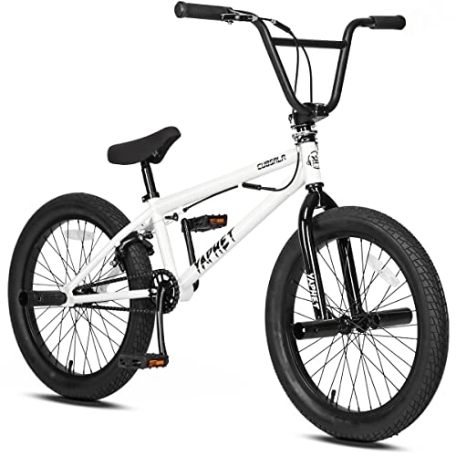 BMX Bike : cubsala 20 Inch Kids Bike Freestyle BMX Bicycles for 6 7 8 9 10 11 12 13 14 Years Old Boys and Beginner Riders with pegs, White