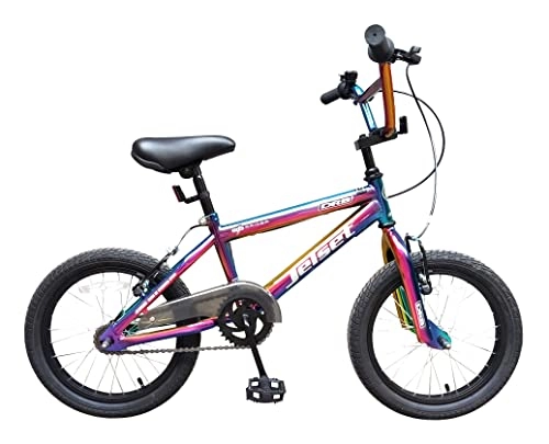 BMX Bike : Dallingridge Jetset 16" Kids Freestyle BMX Bike - Neo Chrome Jet Fuel