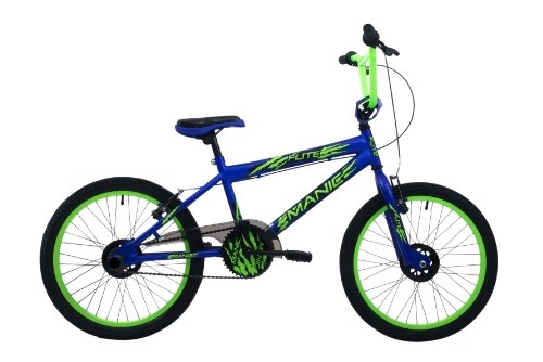 BMX Bike : Flite Boy's Manic Freestyle BMX Bike - Blue / Green (20 inches)