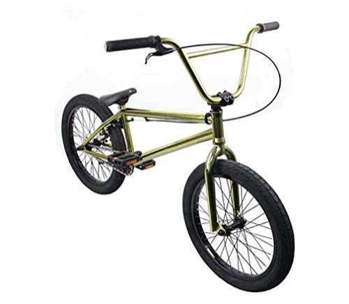 BMX Bike : GASLIKE 20 Inch BMX Bikes Freestyle for Beginner To Advanced Riders, High Carbon Steel Frame, 25X9T BMX Gearing, with U-Type Brake, Gold