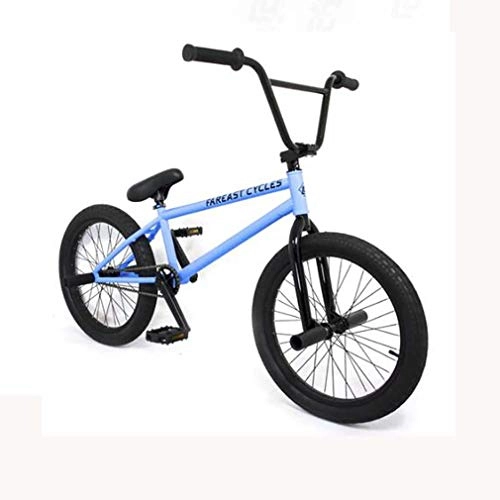 BMX Bike : GASLIKE 20-Inch Wheels BMX Bike Freestyle for Beginner-Level To Advanced Riders, High Carbon Steel Frame with Removable Brake Seat, Light Blue