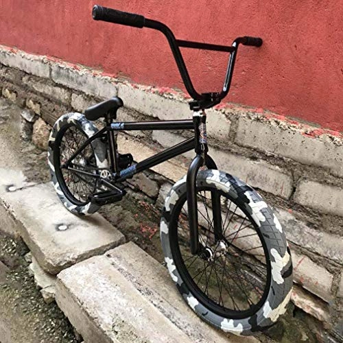 BMX Bike : GASLIKE Freestyle BMX Bike 20 Inch for Beginner-Level To Advanced Riders, High Strength Cr-Mo Frame - Front Fork And 8.6 Inch Handlebar, 25X9t Gearing, Black