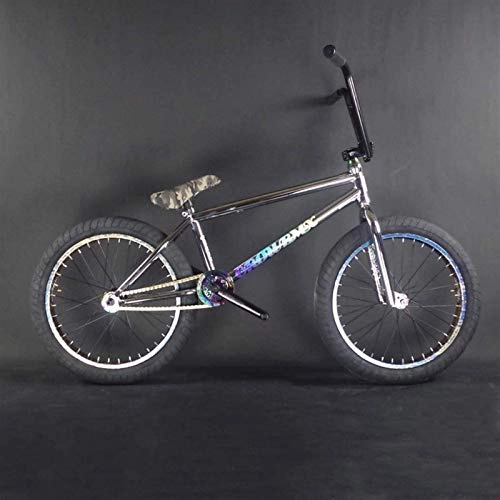 BMX Bike : HCMNME durable bicycle 20-Inch High Configuration BMX Bike, Suitable For Beginner-Level to Advanced Riders Street BMX Bikes, Stunt Action Fancy BMX Bicycle Alloy frame with Disc Brakes