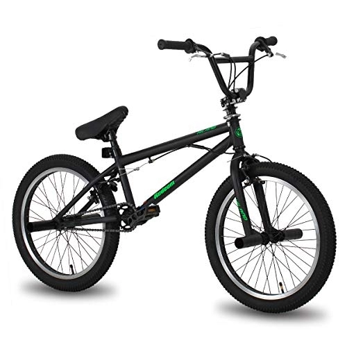 BMX Bike : HILAND 20 Inch BMX Bike for boys girls With 360 Degree Gyro & 4 Pegs, 20 Inch BMX Bike for 7 8 9 10 11 Years old kid bicycle black