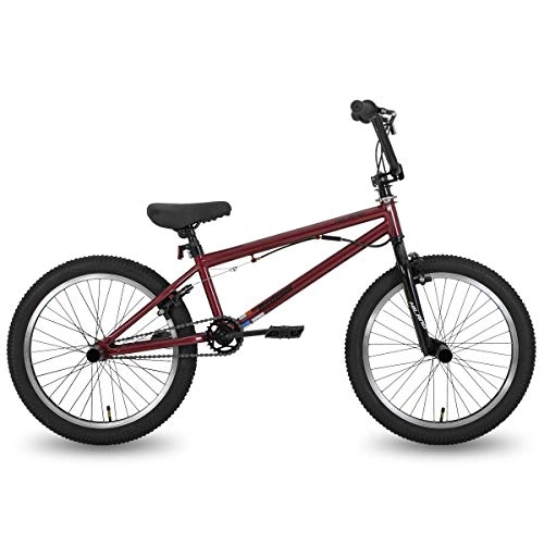 BMX Bike : Hiland 20 inch BMX Freestyle Bike for Boys Girls with 360 Degree Gyro & 4 Pegs, Freestyler 20" Wheel, Red