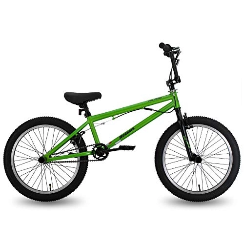 BMX Bike : Hiland 20 inch kids bike bmx bike, bicycle for boys and girls, kids age 5 6 7 8 9 10 years old, Freestyle Bicycle green