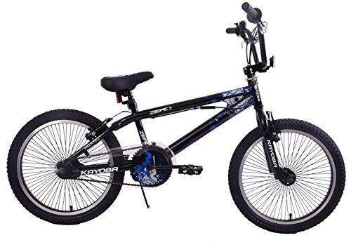 BMX Bike : Kayoba Zero 20" Wheel Bike Freestyler Kids BMX Bicycle 360 Gyro 11" Frame Gloss Black Blue