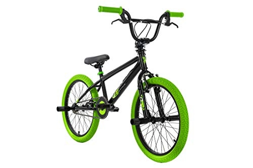 BMX Bike : KS Cycling Boys BMX Freestyle 20 Inch G-Acid Black / Green, 28 cm