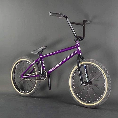 BMX Bike : LAMTON Adult 20-Inch Freestyle BMX Bike, Stunt Action BMX Bicycle Suitable For Beginner-Level to Advanced Riders Steel Frame Street BMX Bikes (Color : B)