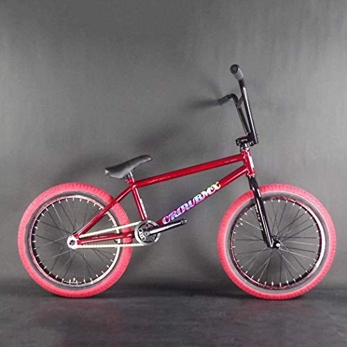 BMX Bike : LAMTON Adult Freestyle BMX Bike, Suitable For Beginner-Level to Advanced Riders Steel Frame Street BMX Bikes, Stunt Action BMX Bicycle, 20-Inch Wheels (Color : A)