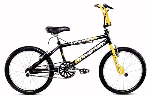 BMX Bike : Magnum BMX Freestyle, Unisex Adult Bicycle, Black / Yellow, 20