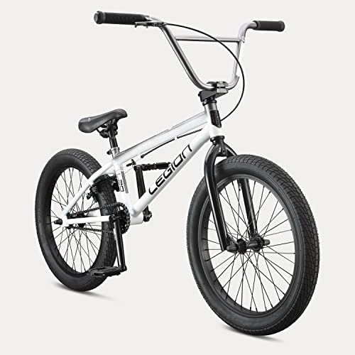 BMX Bike : Mongoose Legion L20 Freestyle Youth BMX Bike Line for Beginner-Level to Advanced Riders, Steel Frame, 20-Inch Wheels, White