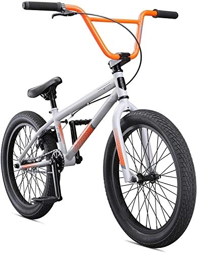 BMX Bike : Mongoose Legion L20 Kids Freestyle BMX Bike, Intermediate Rider, Boys and Girls Bikes, Hi-Ten Steel Frame, 20-Inch Wheels, Grey / Orange