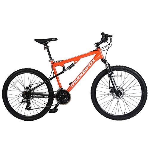 BMX Bike : Muddyfox Unisex Adult T-Blaze Dual Suspension 21 Speed Mountain Bike, Orange, 26 Inch