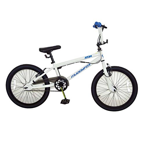 BMX Bike : Muddyfox Unisex Atom BMX Bike White / Blue 20 Inch