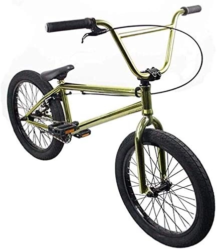 BMX Bike : QZ Bikes 20 inch BMX Bikes Freestyle for Beginner-Level to Advanced Riders, High carbon steel frame, 25X9t BMX Gearing, with U-Type Brake, Gold
