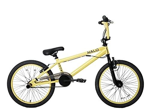 BMX Bike : Snob Halo 20" Wheel Freestyler BMX Kids Bike 360 Gyro & Stunt Pegs Black Gold Age 7+