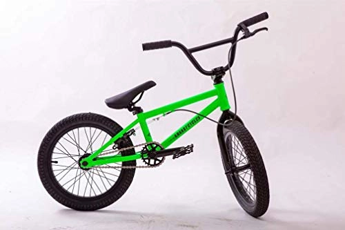 BMX Bike : SWORDlimit 16 Inch Freestyle BMX Bike for Beginner To Advanced Riders, High-Carbon Steel Frame And Fork, Aluminum Alloy U-Shaped Rear Brake, Green