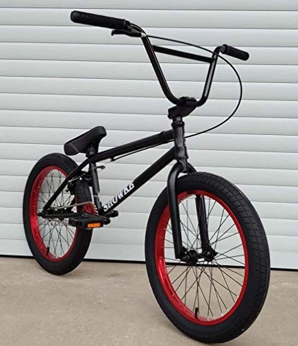 BMX Bike : SWORDlimit 20-Inch BMX Bike Freestyle for Beginner To Advanced Riders, High-Strength Chrome-Molybdenum Steel Shock-Absorbing Frame, 25X9t BMX Gearing, U-Shaped Brake Design(Black Red)