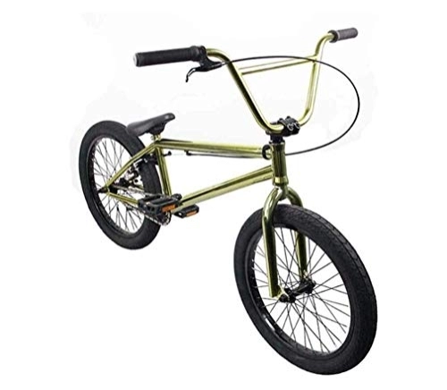 BMX Bike : WJSW 20 Inch Bikes Freestyle for Beginner To Advanced Riders, High Carbon Steel Frame, 25X9T Gearing, with U-Type Brake, Gold