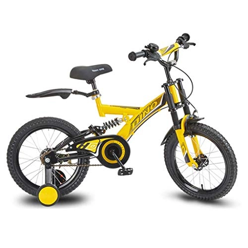 BMX Bike : WJSW Kids' Bikes Children's Bicycle Boy And Girl Outdoor Bicycle Summer Travel Children's Bicycle 14 Inch 16 Inch Bicycle Suitable For Children Aged 5~15 (Color : Yellow, Size : 14inch)