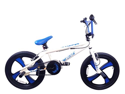 BMX Bike : XN-10-20 Kids Freestyle BMX 20" MAG Wheel Gyro Single Speed Junior Bicycle (White / Blue)