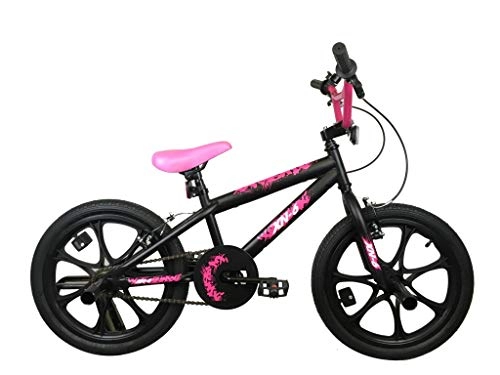 BMX Bike : XN-6-18 Kids Freestyle BMX Bike 18" MAG Wheel Single Speed Girls Bicycle (Black / Pink