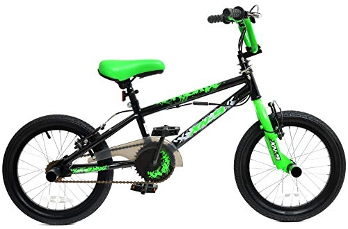 BMX Bike : XN Unisex-Youth 9 Kids BMX, Black / Green, 16" Wheel