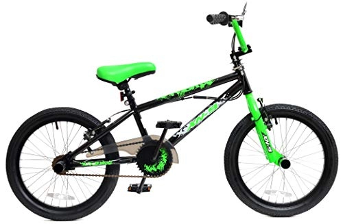 BMX Bike : XN Unisex-Youth 9 Kids BMX, Black / Green, 18" Wheel