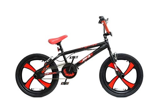 BMX Bike : XN Unisex-Youth BMX 20" 4 Spoke MAG Wheel Freestyle Bike Gyro Stunt Pegs Kids Boys Girls, Black / Red