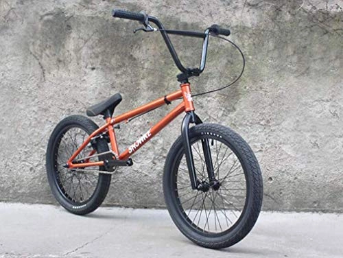 BMX Bike : YOUSR 20 Inch Freestyle BMX Bikes, High-Strength Chrome-Molybdenum Steel BMX Frame, 3-Section 8-Key Crank with U-Brake and Forged Aluminum Alloy Top Cover Orange