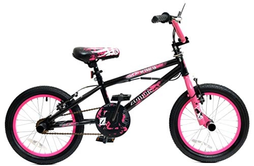 BMX Bike : Zombie Outbreak Girls 16" Wheel Freestyle BMX Bike with Gyro Black Pink
