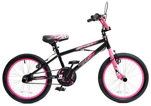 BMX Bike : Zombie Outbreak Girls Kids 18" Wheel Freestyle BMX Bike with Gyro Black Pink