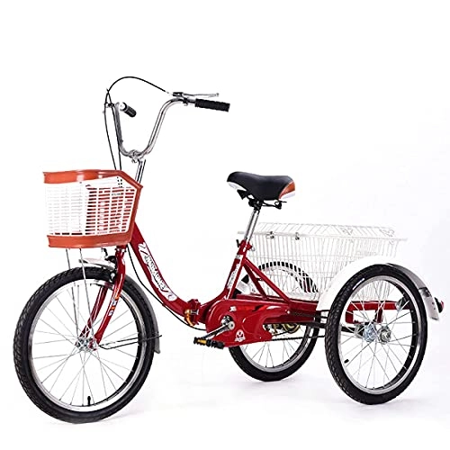 Comfort Bike : 20" Adult Tricycle Foldable Single Speed Three-Wheeled Cruise Trike With Front & Rear Baskets For Seniors Recreation Shopping Picnics Exercise Gift